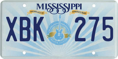MS license plate XBK275
