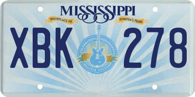 MS license plate XBK278
