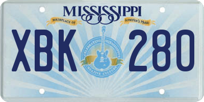 MS license plate XBK280