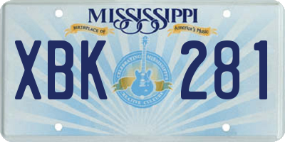 MS license plate XBK281