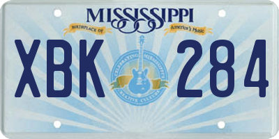 MS license plate XBK284