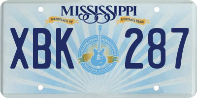 MS license plate XBK287