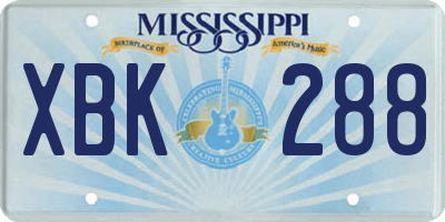 MS license plate XBK288