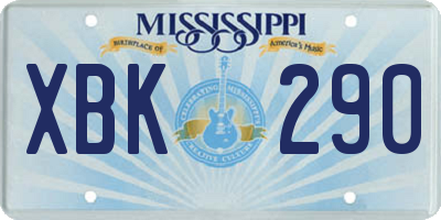 MS license plate XBK290