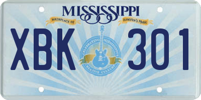 MS license plate XBK301