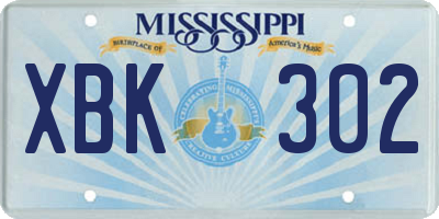 MS license plate XBK302