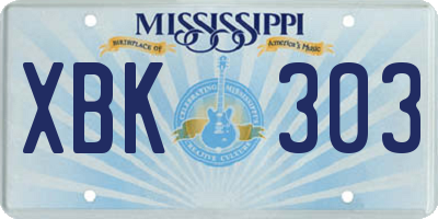 MS license plate XBK303