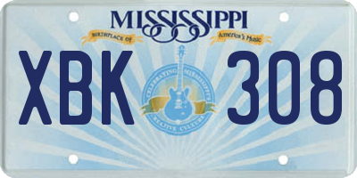 MS license plate XBK308