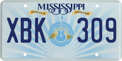 MS license plate XBK309