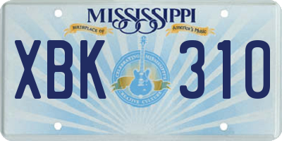 MS license plate XBK310