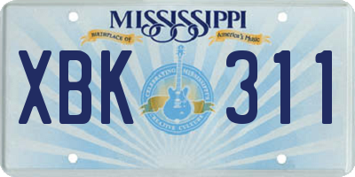 MS license plate XBK311