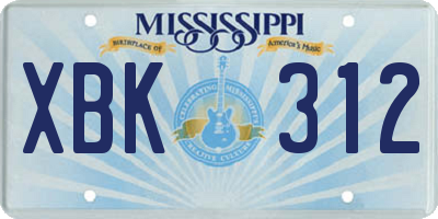 MS license plate XBK312