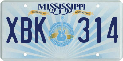 MS license plate XBK314