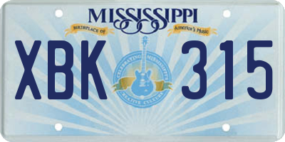 MS license plate XBK315