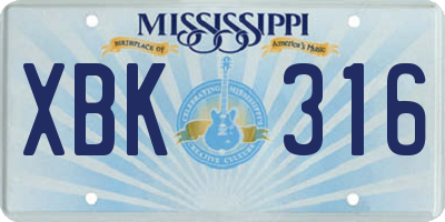 MS license plate XBK316