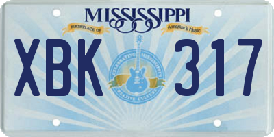 MS license plate XBK317