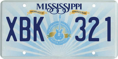 MS license plate XBK321