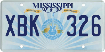 MS license plate XBK326