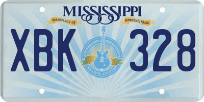 MS license plate XBK328
