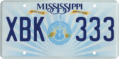 MS license plate XBK333