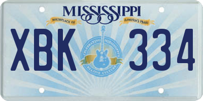 MS license plate XBK334