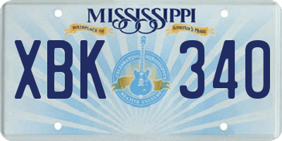 MS license plate XBK340