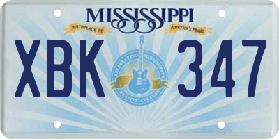 MS license plate XBK347