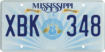 MS license plate XBK348