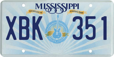 MS license plate XBK351