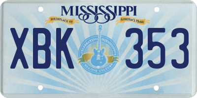 MS license plate XBK353
