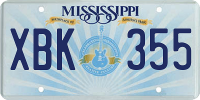MS license plate XBK355