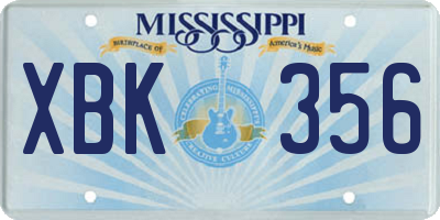 MS license plate XBK356