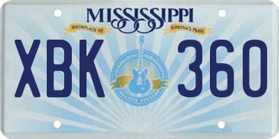 MS license plate XBK360