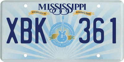 MS license plate XBK361
