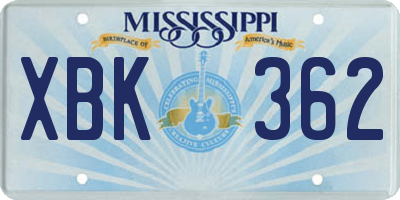 MS license plate XBK362
