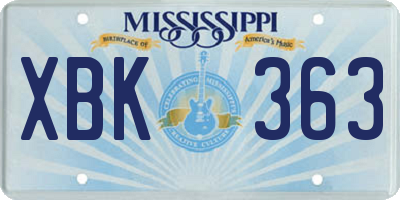 MS license plate XBK363