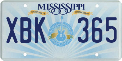 MS license plate XBK365