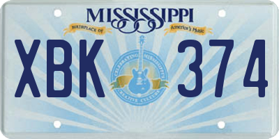 MS license plate XBK374