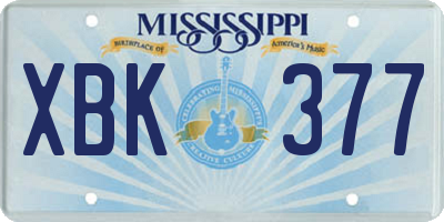 MS license plate XBK377