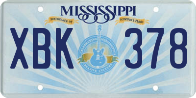MS license plate XBK378