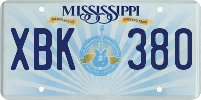 MS license plate XBK380
