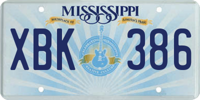 MS license plate XBK386