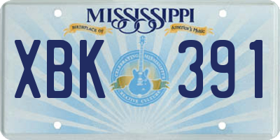 MS license plate XBK391