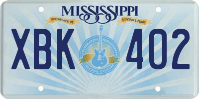 MS license plate XBK402