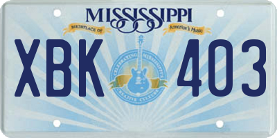 MS license plate XBK403