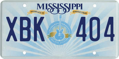 MS license plate XBK404