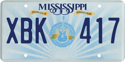 MS license plate XBK417