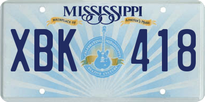 MS license plate XBK418