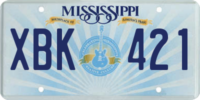 MS license plate XBK421