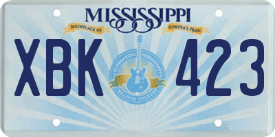MS license plate XBK423